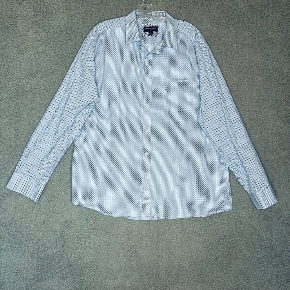 Johnston & Murphy Mens XL Blue Geometric Diamond Print Cotton Button Down Shirt